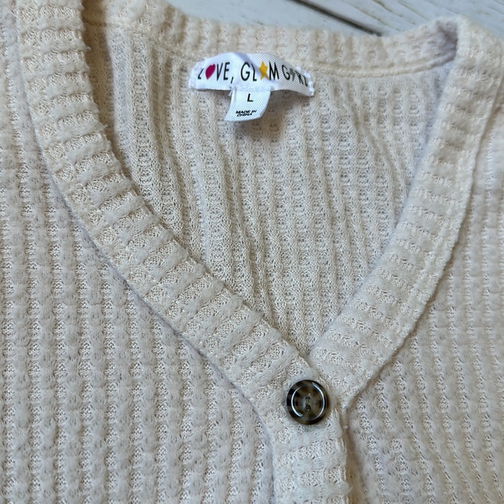 Girls Waffle Tie-Front Sweater - Picture 4 of 4
